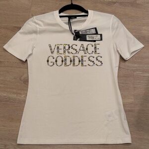 Versace White and Gold Short Sleeve Tee